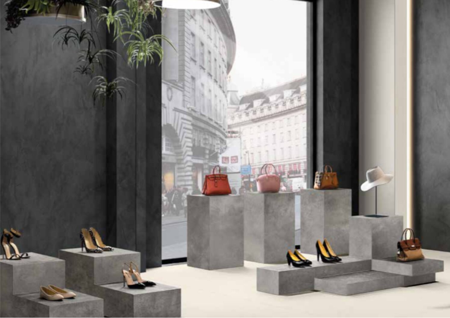 Showroom Lemet Stone — Cement Ash, detaliu amenajare
